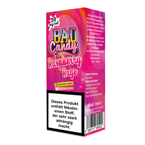 BAD CANDY Raspberry Rage Nikotinsalz Liquid 10 ml