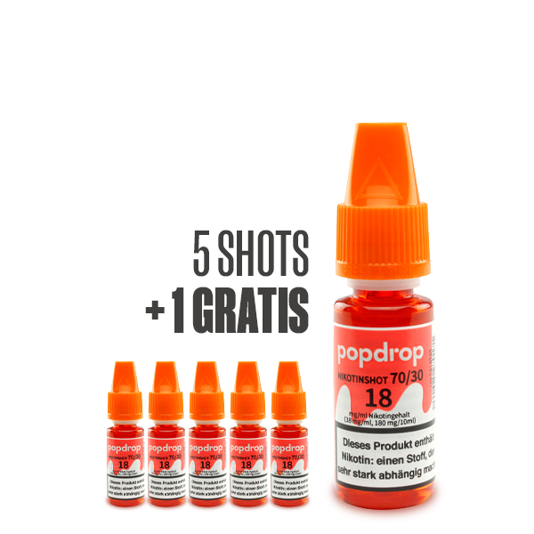 POPDROP Nikotin-Shot 70/30 – 5+1 Gratis Paket